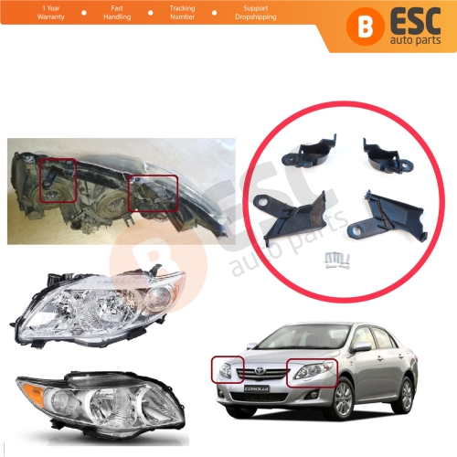 Headlight Holder Mount Repair Bracket Tab Set Left Right Side for Toyota Corolla MK10 E140 E150 Altis 2006-2010 8119412050 8119512050 
