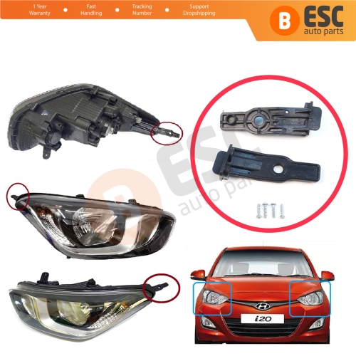 Headlight Holder Mount Repair Bracket Tab Set Left Right Side for Hyundai I20 MK1 PB Facelift 2012-2015 921011J570 921021J570