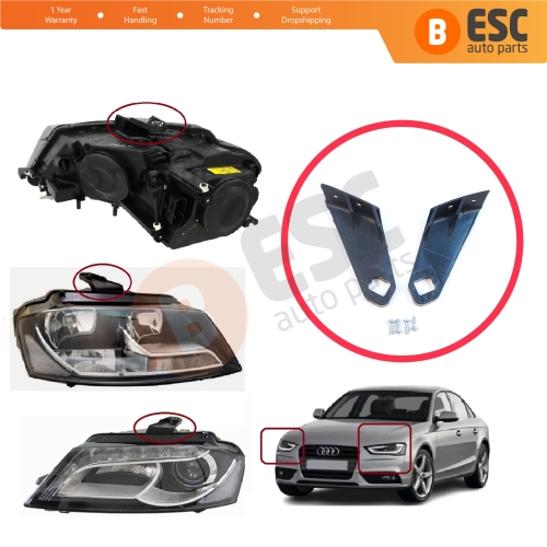 Headlight Holder Mount Repair Bracket Tab Set Left Right Side for Audi A3 MK2 8P 2008-2013 Facelift 8P0998121A 8P0998122A