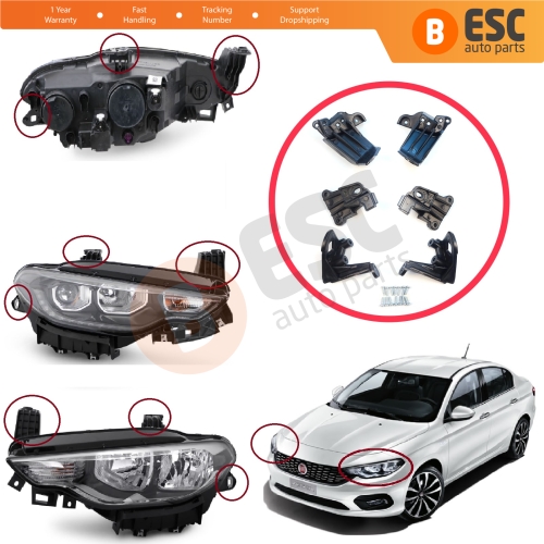 Headlight Holder Mount Repair Bracket Tab Set Left Right Side for Fiat Tipo 356 357 Egea 2015-On 50927927 50927929