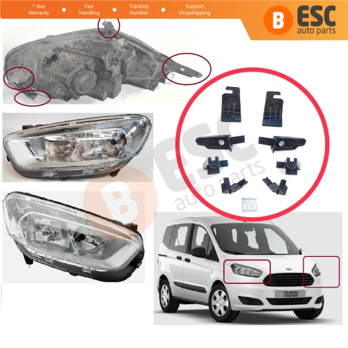 Headlight Holder Mount Repair Bracket Tab Set Left Right Side for Ford Transit Tourneo Courier MK1 2013-2022 ET7613W030 ET7613W029