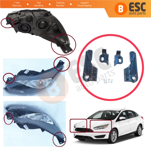 Headlight Holder Mount Repair Bracket Tab Set Left Right Side for Ford Focus C346 MK3 2010-2020 BM5113W030 BM5113W029