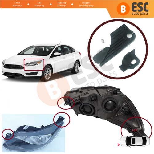 Headlight Holder Mount Repair Bracket Tab Set Left Side for Ford Focus C346 MK3 2010-2020 BM5113W030