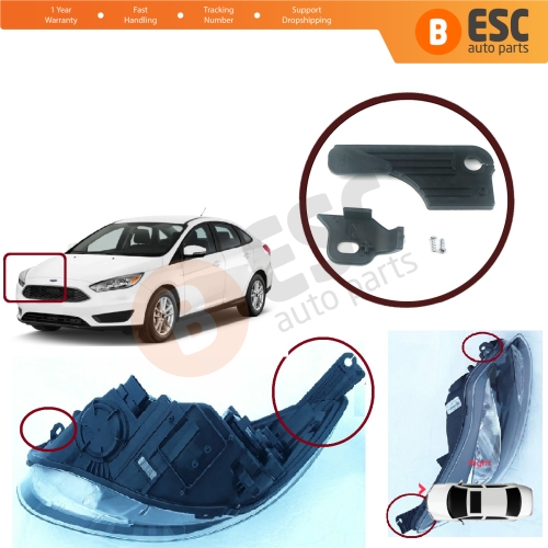 Headlight Holder Mount Repair Bracket Tab Set Right Side for Ford Focus C346 MK3 2010-2020 BM5113W029