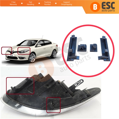 Headlight Holder Mount Repair Bracket Tab Set Left Right Side for Renault Fluence L3 L30 Z.E. 2009-2020 260607771R 260101331R