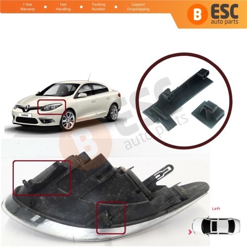 Headlight Holder Mount Repair Bracket Tab Set Left Side for Renault Fluence L3 L30 Z.E. 2009-2020 260607771R