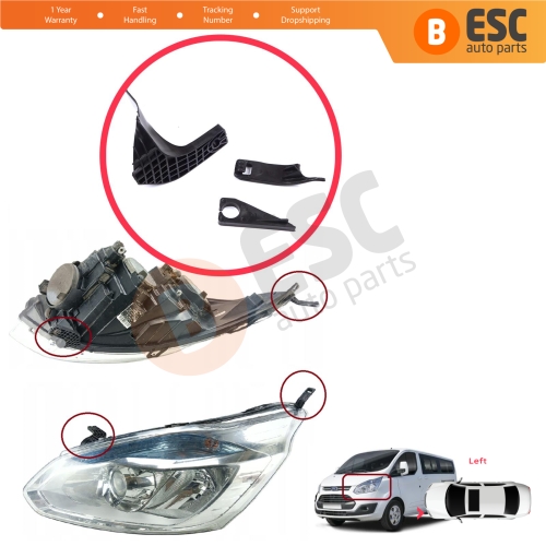 Headlight Holder Mount Repair Bracket Tab Set Left Side for Ford Transit Tourneo Custom MK1 V362 2012-2018 BK2113D153BJ
