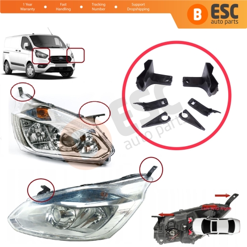 Headlight Holder Mount Repair Bracket Tab Set Right Left Side for Ford Transit Tourneo Custom MK1 V362 2012-2018 BK2113D152BJ BK2113D153BJ