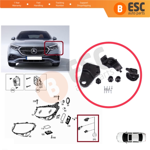 Headlight Holder Mount Repair Bracket Tab Set Left Side for Mercedes E Class W213 X213 W238 C238 A238 2016-2020 A2138202300