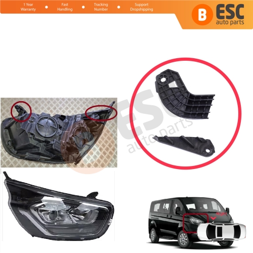 Headlight Holder Mount Repair Bracket Tab Set Right Side for Ford Transit Tourneo Custom MK1 V362 2018-2024 Facelift JK2113W029BJ