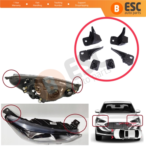 Headlight Holder Mount Repair Bracket Tab Set Right Left Side for Ford Focus MK4 C519 HN HM HP 2018-On JX7B13W030CE JX7B13W029CE