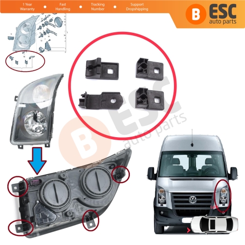 Left Side Headlight Holder Mount Repair Bracket Tab Set for VW Crafter MK1 2E 2F 2006-2017 2E0998225