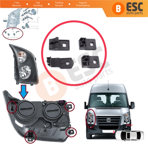 Right Side Headlight Holder Mount Repair Bracket Tab Set for VW Crafter MK1 2E 2F 2006-2017 2E0998226