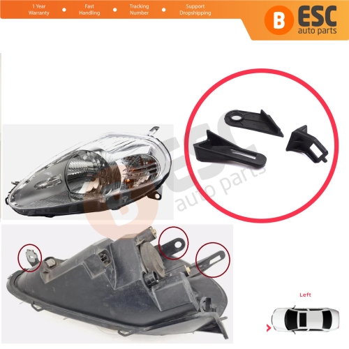 Left Side Headlight Holder Mount Repair Bracket Tab Set for Fiat Abarth Grande Punto MK3 199 2005-2013 89101372SX