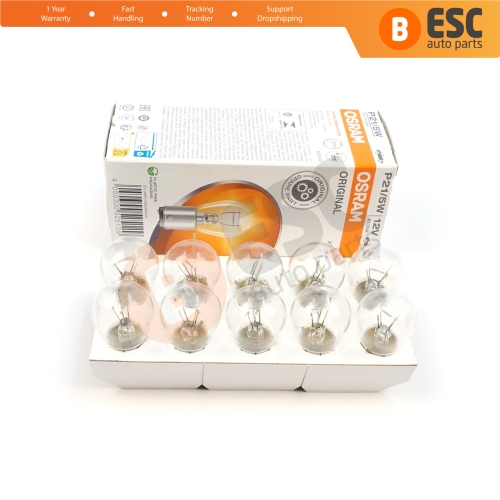 10-Piece Pack OSRAM 7528 21/5 W 12 V BAY15d ORIGINAL Series Bulbs with Metal Base