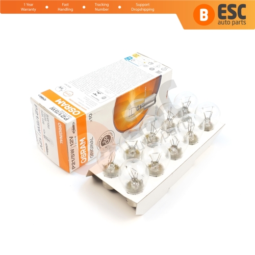 10-Piece Pack OSRAM 7528 21/5 W 12 V BAY15d ORIGINAL Series Bulbs with Metal Base