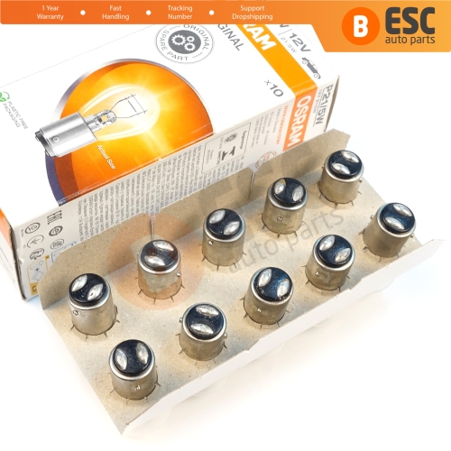 10-Piece Pack OSRAM 7528 21/5 W 12 V BAY15d ORIGINAL Series Bulbs with Metal Base