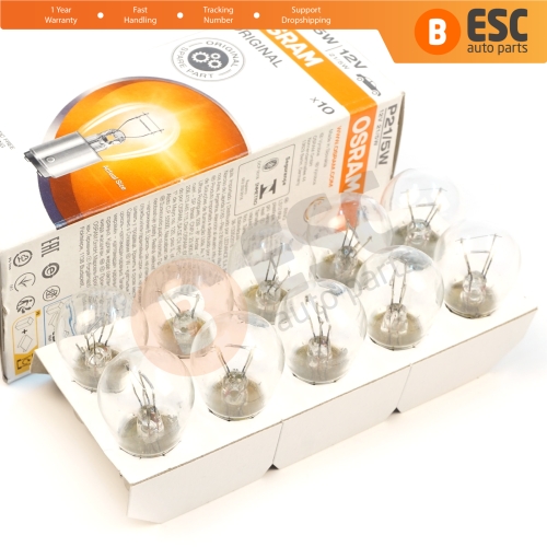 10-Piece Pack OSRAM 7528 21/5 W 12 V BAY15d ORIGINAL Series Bulbs with Metal Base