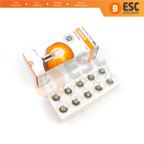 10-Piece Pack OSRAM 7537 21/5 W 24 V BAY15d ORIGINAL Series Bulbs with Metal Base