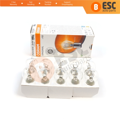 10-Piece Pack OSRAM 7537 21/5 W 24 V BAY15d ORIGINAL Series Bulbs with Metal Base