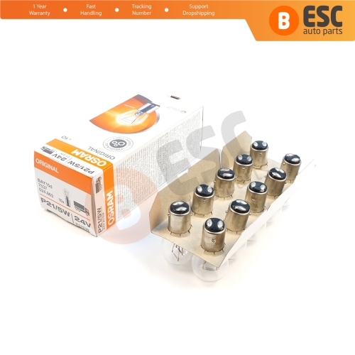 10-Piece Pack OSRAM 7537 21/5 W 24 V BAY15d ORIGINAL Series Bulbs with Metal Base