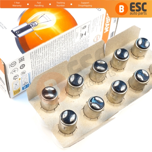 10-Piece Pack OSRAM 7537 21/5 W 24 V BAY15d ORIGINAL Series Bulbs with Metal Base
