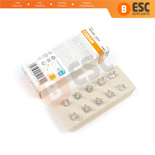 10-Piece Pack OSRAM 2825 W5W 12V ORIGINAL Series Clear Bulbs