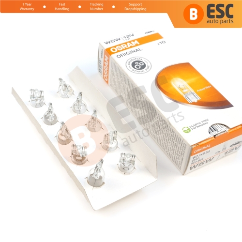 10-Piece Pack OSRAM 2825 W5W 12V ORIGINAL Series Clear Bulbs