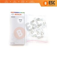 10-Piece Pack BOSCH 1987302819 Basic Eco Series W5W 12V 5W 501 Clear Bulbs