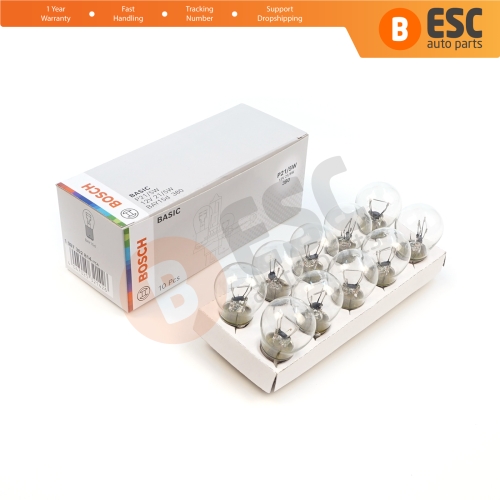 10-Piece Pack BOSCH 1 987 302 814 P21/5 W 12 V BAY15d 380 Basic Series Bulbs with Metal Base