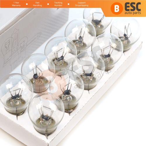 10-Piece Pack BOSCH 1 987 302 814 P21/5 W 12 V BAY15d 380 Basic Series Bulbs with Metal Base