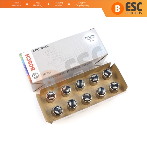10-Piece Pack BOSCH 1 987 302 867 21/5 W 24 V BAY15d 334 Eco Truck Series Bulbs with Metal Base