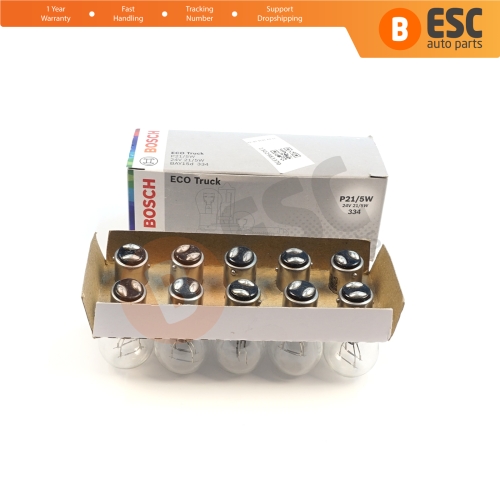 10-Piece Pack BOSCH 1 987 302 867 21/5 W 24 V BAY15d 334 Eco Truck Series Bulbs with Metal Base