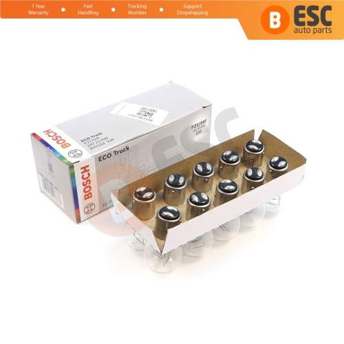 10-Piece Pack BOSCH 1 987 302 867 21/5 W 24 V BAY15d 334 Eco Truck Series Bulbs with Metal Base