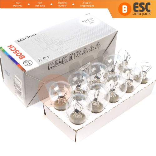 10-Piece Pack BOSCH 1 987 302 867 21/5 W 24 V BAY15d 334 Eco Truck Series Bulbs with Metal Base