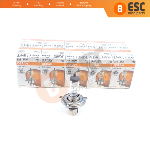 10 Pieces OSRAM ORIGINAL 64193 12V 60/55W H4 P43t Halogen Bulb for Headlight Low-Beam High-Beam Fog Lamp
