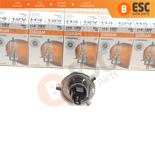 10 Pieces OSRAM ORIGINAL 64193 12V 60/55W H4 P43t Halogen Bulb for Headlight Low-Beam High-Beam Fog Lamp