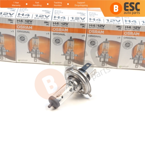 10 Pieces OSRAM ORIGINAL 64193 12V 60/55W H4 P43t Halogen Bulb for Headlight Low-Beam High-Beam Fog Lamp
