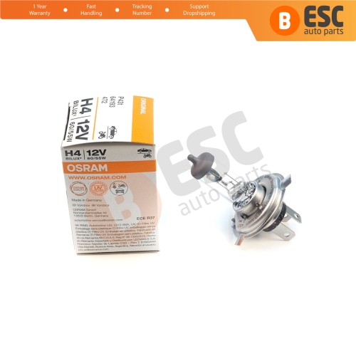 1 Piece OSRAM ORIGINAL 64193 12V 60/55W H4 P43t Halogen Bulb for Headlight Low-Beam High-Beam Fog Lamp