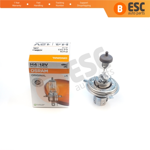 1 Piece OSRAM ORIGINAL 64193 12V 60/55W H4 P43t Halogen Bulb for Headlight Low-Beam High-Beam Fog Lamp