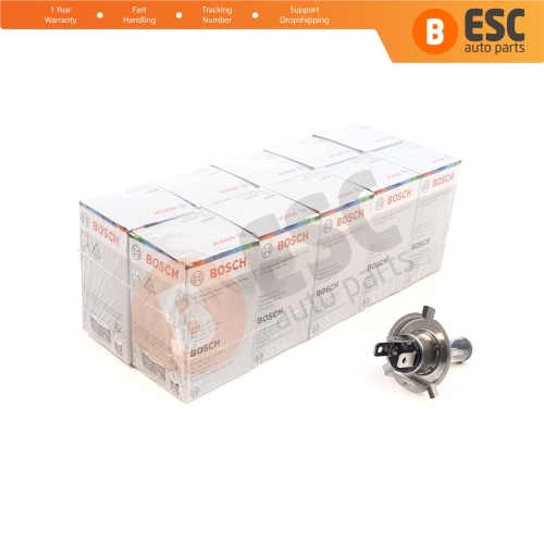 10 Pieces BOSCH BASIC 1 987 302 803 12V 60/55W H4 Halogen Bulb for Headlight Low-Beam High-Beam Fog Lamp