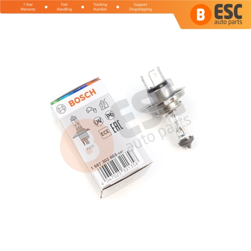 1 Piece BOSCH BASIC 1 987 302 803 12V 60/55W H4 Halogen Bulb for Headlight Low-Beam High-Beam Fog Lamp