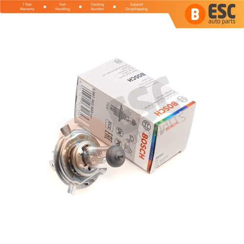 1 Piece BOSCH BASIC 1 987 302 803 12V 60/55W H4 Halogen Bulb for Headlight Low-Beam High-Beam Fog Lamp