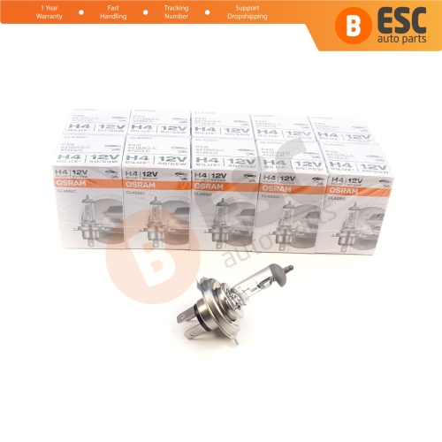 10 Pieces OSRAM CLASSIC 64193CLC 12V 60/55W H4 P43t Halogen Bulb for Headlight Low-Beam High-Beam Fog Lamp