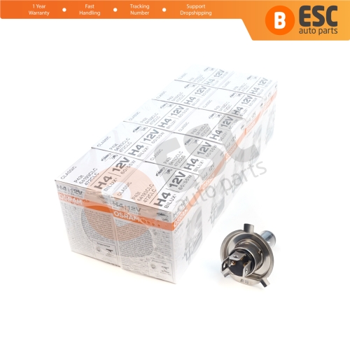 10 Pieces OSRAM CLASSIC 64193CLC 12V 60/55W H4 P43t Halogen Bulb for Headlight Low-Beam High-Beam Fog Lamp