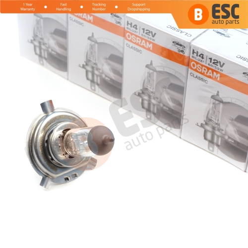 10 Pieces OSRAM CLASSIC 64193CLC 12V 60/55W H4 P43t Halogen Bulb for Headlight Low-Beam High-Beam Fog Lamp