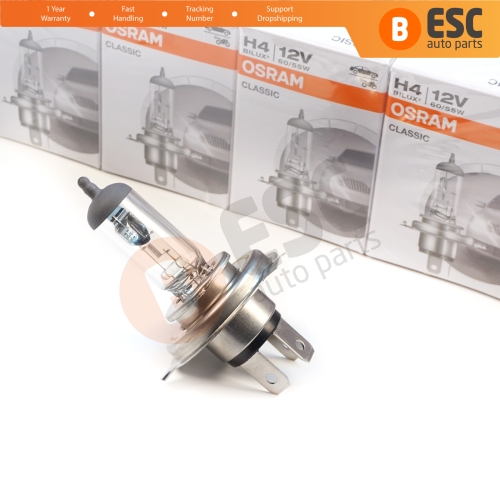 10 Pieces OSRAM CLASSIC 64193CLC 12V 60/55W H4 P43t Halogen Bulb for Headlight Low-Beam High-Beam Fog Lamp