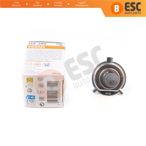 1 Piece OSRAM CLASSIC 64193CLC 12V 60/55W H4 P43t Halogen Bulb for Headlight Low-Beam High-Beam Fog Lamp