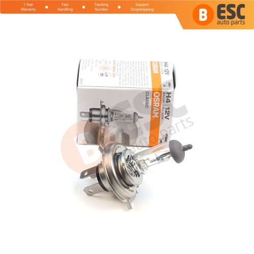 1 Piece OSRAM CLASSIC 64193CLC 12V 60/55W H4 P43t Halogen Bulb for Headlight Low-Beam High-Beam Fog Lamp