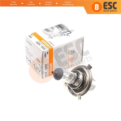 1 Piece OSRAM CLASSIC 64193CLC 12V 60/55W H4 P43t Halogen Bulb for Headlight Low-Beam High-Beam Fog Lamp